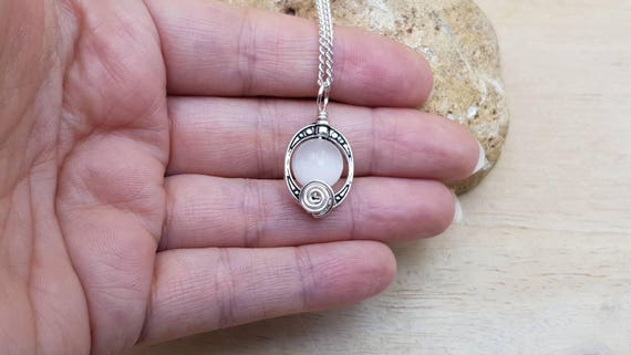 Selenite Pendant Necklace. Reiki Jewelry Uk. Silver Plated Minimalist Oval Frame Necklace. Wire Wrap Pendant. Empowered Crystals C1