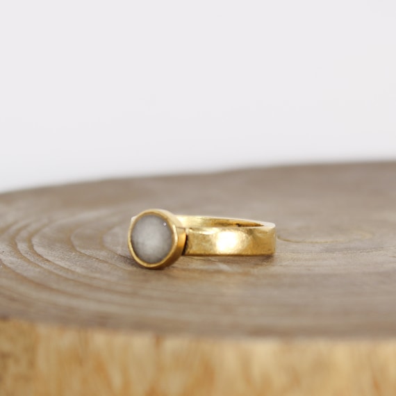Selenite Ring - Gold Ring- Chakra Ring - Selenite Jewelry