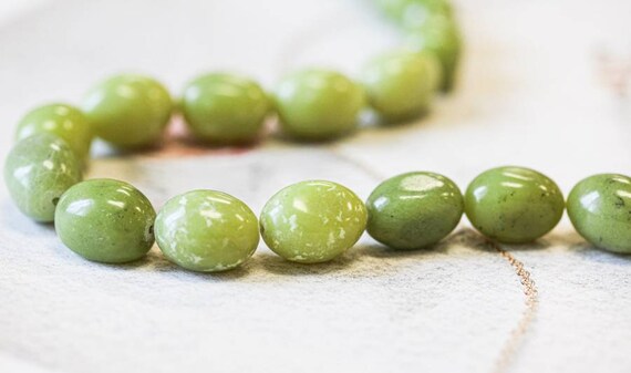 L/ Olive Jade 15x20mm Nugget Beads Size Varies 16" Strand Natural Lime Green Serpentine Gemstone Tumble Nugget For Crafts For Jewelry Making
