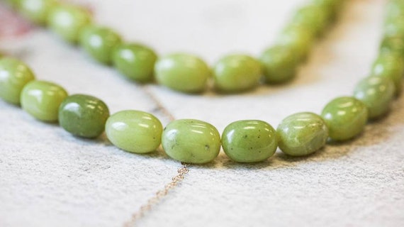 M/ Olive Jade 10x14mm Nugget Beads 16" Strand Size Varies Natural Lime Green Serpentine Gemstone Beads For Crafts For Jewelry