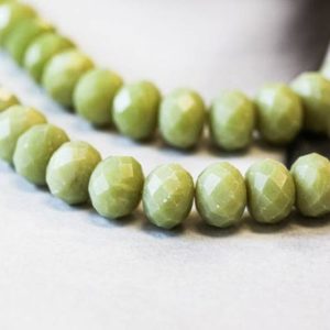 Shop Serpentine Faceted Beads! L-M/ Olive Jade 14mm/ 12mm Faceted Rondell Beads 16" Strand Natural Lime Green Serpentine Gemstone beads for Jewelry Making | Natural genuine faceted Serpentine beads for beading and jewelry making.  #jewelry #beads #beadedjewelry #diyjewelry #jewelrymaking #beadstore #beading #affiliate #ad