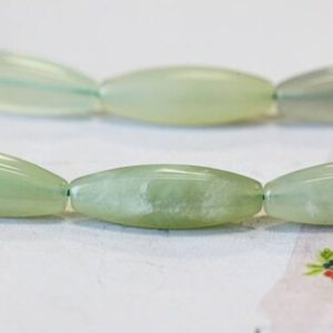 L/ New Jade 9x30mm 6-Sided Oval Rice Beads 15.5" Strand Natural Light Green Serpentine Stone Unique 6-sided Oval For Jewelry Making | Natural genuine beads Gemstone beads for beading and jewelry making.  #jewelry #beads #beadedjewelry #diyjewelry #jewelrymaking #beadstore #beading #affiliate #ad