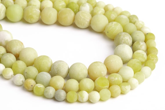 Genuine Natural Matte Yellow Green Serpentine Jade Loose Beads Round Shape 5-6mm 7-8mm 10mm