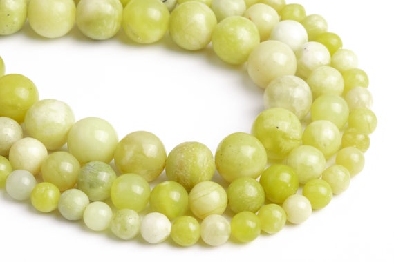 Genuine Natural Yellow Green Serpentine Jade Loose Beads Round Shape 5-6mm 7-8mm 9-10mm