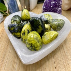 Shop Tumbled Serpentine Crystals & Pocket Stones! Chytha  or Imperial Serpentine Stones Set with Gift Bag tumbled stone | Natural genuine stones & crystals in various shapes & sizes. Buy raw cut, tumbled, or polished gemstones for making jewelry or crystal healing energy vibration raising reiki stones. #crystals #gemstones #crystalhealing #crystalsandgemstones #energyhealing #affiliate #ad
