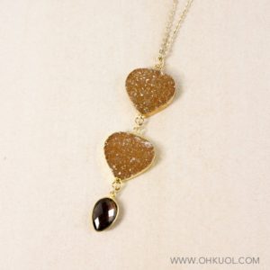 Shop Smoky Quartz Necklaces! 50% OFF SALE – Gold Honey Brown Druzy Necklace, Smokey Quartz, 3-Tier Druzy Necklace | Natural genuine Smoky Quartz necklaces. Buy crystal jewelry, handmade handcrafted artisan jewelry for women.  Unique handmade gift ideas. #jewelry #beadednecklaces #beadedjewelry #gift #shopping #handmadejewelry #fashion #style #product #necklaces #affiliate #ad