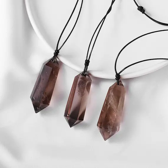Smoky Quartz Point Necklace Natural Crystal Point Necklace Healing Crystal