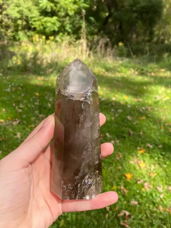 Smoky Quartz Double Channel Point Crystal Msmqp1 Flat 9