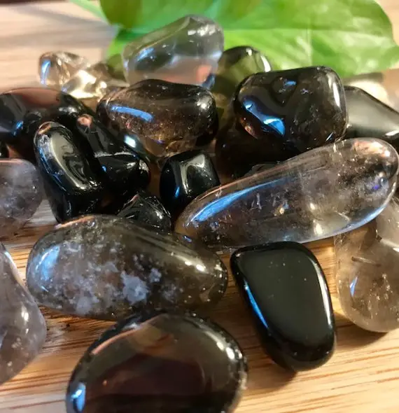 Tumbled Smoky Quartz Stones Set With Gift Bag And Note Sme