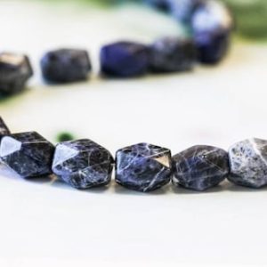Shop Sodalite Chip & Nugget Beads! M/ Sodalite 10x14mm Faceted Nugget Beads Size Varies Natural Deep Blue With White Gemstone Faceted Nugget For Crafts For Jewelry Making | Natural genuine chip Sodalite beads for beading and jewelry making.  #jewelry #beads #beadedjewelry #diyjewelry #jewelrymaking #beadstore #beading #affiliate #ad