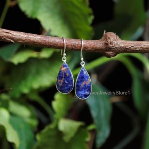 Natural Sodalite Earrings,  12x23mm Pear Earrings, 925 Sterling Silver Earrings, Natural Gemstone Earrings, Boho Earrings, Handmade Earrings | Natural genuine Sodalite earrings. Buy crystal jewelry, handmade handcrafted artisan jewelry for women.  Unique handmade gift ideas. #jewelry #beadedearrings #beadedjewelry #gift #shopping #handmadejewelry #fashion #style #product #earrings #affiliate #ad