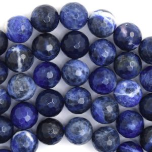 Shop Sodalite Faceted Beads! Natural Faceted Blue Sodalite Round Beads 14.5" Strand 4mm 6mm 8mm 10mm 12mm | Natural genuine faceted Sodalite beads for beading and jewelry making.  #jewelry #beads #beadedjewelry #diyjewelry #jewelrymaking #beadstore #beading #affiliate #ad