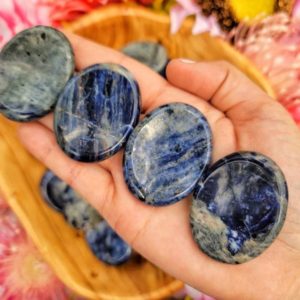 Shop Sodalite Stones & Crystals! Sodalite Worry Stone – Throat Chakra – No. 277 | Natural genuine stones & crystals in various shapes & sizes. Buy raw cut, tumbled, or polished gemstones for making jewelry or crystal healing energy vibration raising reiki stones. #crystals #gemstones #crystalhealing #crystalsandgemstones #energyhealing #affiliate #ad