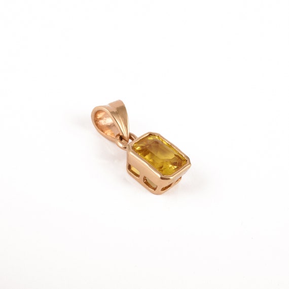 Natural Yellow Sapphire Necklace, Solid 14k Gold Pendant, Yellow Sapphire Pendant, September Birthstone Necklace, Minimalist Gold Necklace