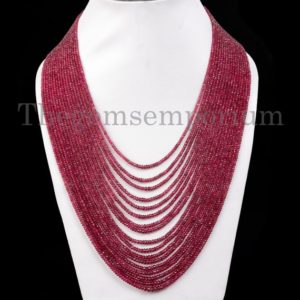 Shop Spinel Necklaces! Unheated Burma Spinel Rondelle Necklace, 2.5-5mm Red Spinel Faceted Rondelle Necklace, Beaded Necklace, Gemstone Necklace, Rondelle Beads | Natural genuine Spinel necklaces. Buy crystal jewelry, handmade handcrafted artisan jewelry for women.  Unique handmade gift ideas. #jewelry #beadednecklaces #beadedjewelry #gift #shopping #handmadejewelry #fashion #style #product #necklaces #affiliate #ad