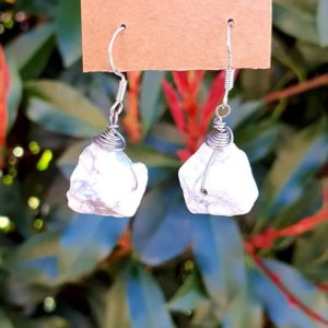 Shop Howlite Earrings! Sterling Silver white howlite drop, simple raw white howlite Earrings, | Natural genuine Howlite earrings. Buy crystal jewelry, handmade handcrafted artisan jewelry for women.  Unique handmade gift ideas. #jewelry #beadedearrings #beadedjewelry #gift #shopping #handmadejewelry #fashion #style #product #earrings #affiliate #ad