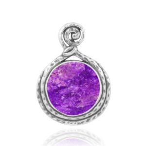 Shop Sugilite Necklaces! Sugilite Necklace – 925 sterling silver pendant with Sugilite Stone – Round Shape Stone – Hand Made – Natural Gemstone – Boho Style Jewelry | Natural genuine Sugilite necklaces. Buy crystal jewelry, handmade handcrafted artisan jewelry for women.  Unique handmade gift ideas. #jewelry #beadednecklaces #beadedjewelry #gift #shopping #handmadejewelry #fashion #style #product #necklaces #affiliate #ad