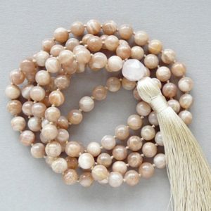 Sunstone Mala Long Necklaces for Women 108 Mala Beads Tassel Necklace Yoga Gift Hand Knotted Sun Stone Necklace Meditation Energy Jewelry | Natural genuine Sunstone necklaces. Buy crystal jewelry, handmade handcrafted artisan jewelry for women.  Unique handmade gift ideas. #jewelry #beadednecklaces #beadedjewelry #gift #shopping #handmadejewelry #fashion #style #product #necklaces #affiliate #ad