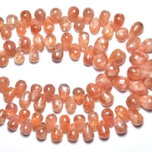 Shop Sunstone Bead Shapes! Natural Sunstone Teardrop Beads 6x8mm to 8x13mm Smooth Teardrops Briolettes Gemstone Beads Genuine Sunstone Plain Beads 8 Inch Strand No5515 | Natural genuine other-shape Sunstone beads for beading and jewelry making.  #jewelry #beads #beadedjewelry #diyjewelry #jewelrymaking #beadstore #beading #affiliate #ad