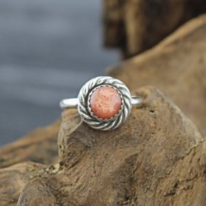 Shop Sunstone Rings! Handcrafted Sterling Silver Sunstone Ring – Size 7 | Natural genuine Sunstone rings, simple unique handcrafted gemstone rings. #rings #jewelry #shopping #gift #handmade #fashion #style #affiliate #ad