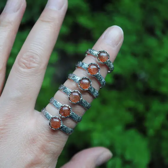 Sterling Silver Sunstone Ring, Sunstone Jewelry, Sunstone Stacking Ring