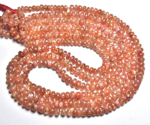Natural Sunstone Rondelle Beads 3.5mm To 5.8mm Smooth Rondelle Gemstone Beads Superb Sunstone Plain Beads Strand 16 Inches Strand No5493