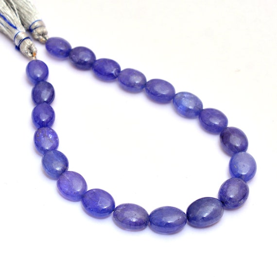 Aaa+ Tanzanite Gemstone 9x11mm-10x12mm Smooth Oval Nugget Tumbled Beads | Natural Purple Tanzanite Precious Gemstone Loose Beads | 9" Strand