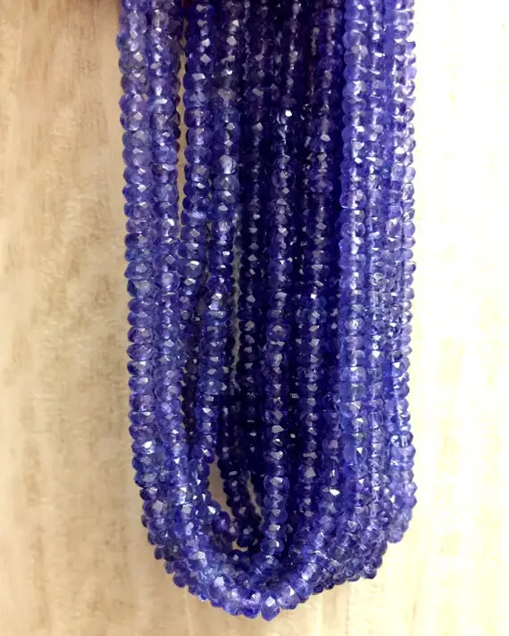 Aaa Quality Tanzanite Gemstone Beads Clear And Fine Tanzanite 100% Natural Faceted Tanzanite 3-4.mm Rondelle Beads Rich Blue Color 8 Strand