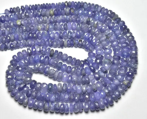 Natural Tanzanite Rondelle Beads 4mm To 7mm Faceted Rondelle Gemstone Beads Jewelry Superb Tanzanite Beads Strand 8 Inches Strand No5495
