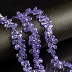 Shop Tanzanite Bead Shapes! Tanzanite Faceted Pear Gemstone Beads, Tanzanite Faceted Briolette, Tanzanite Pear Cut stone, Natural Tanzanite Beads,Tanzanite For Necklace | Natural genuine other-shape Tanzanite beads for beading and jewelry making.  #jewelry #beads #beadedjewelry #diyjewelry #jewelrymaking #beadstore #beading #affiliate #ad