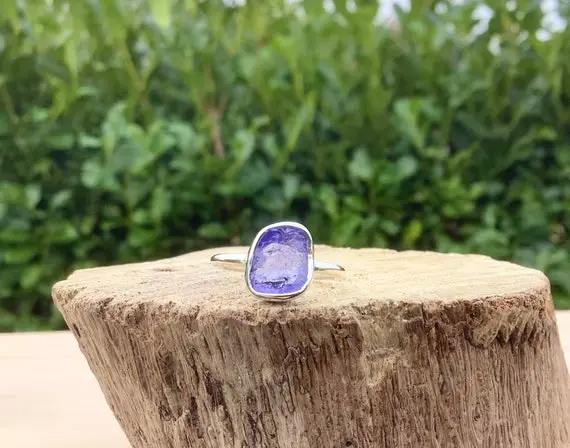 Tanzanite Silver Ring, December Birthstone Jewellery, Raw Stone Silver Ring, Gift For Her
