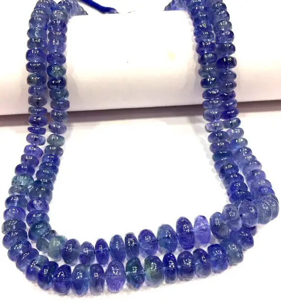 Aaa+ Quality~natural Tanzanite Smooth Rondelle Beads Full Transparent Tanzanite Gemstone Beads Polished Tanzanite Beads Bigger Size Beads.