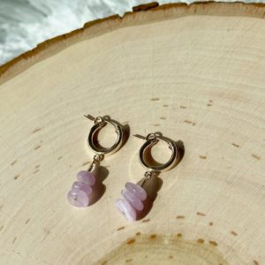 The Mountains Hoops // Kunzite // Road Trip Collection // Purple Gemstone // Dainty Earring // Dangle Hoop // Hoop Earring // Natural Gem | Natural genuine Kunzite earrings. Buy crystal jewelry, handmade handcrafted artisan jewelry for women.  Unique handmade gift ideas. #jewelry #beadedearrings #beadedjewelry #gift #shopping #handmadejewelry #fashion #style #product #earrings #affiliate #ad