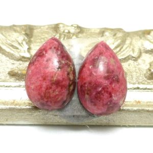 6.630 Carats Thulite Cabochons Cabochon Pair 12mm X 8mm Rosaline Pink Manganese Verrigated Rare Unusual Gemstone Handmade Norway Norwegian