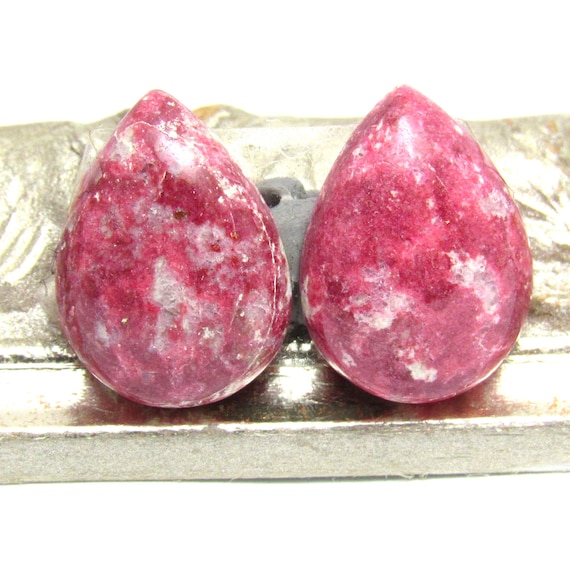 Thulite Cabochons Cabochon Pair 15mm X 12mm Rosaline Pink Manganese Verrigated Rare Unique Unusual Gemstone Handmade Norway Norwegian