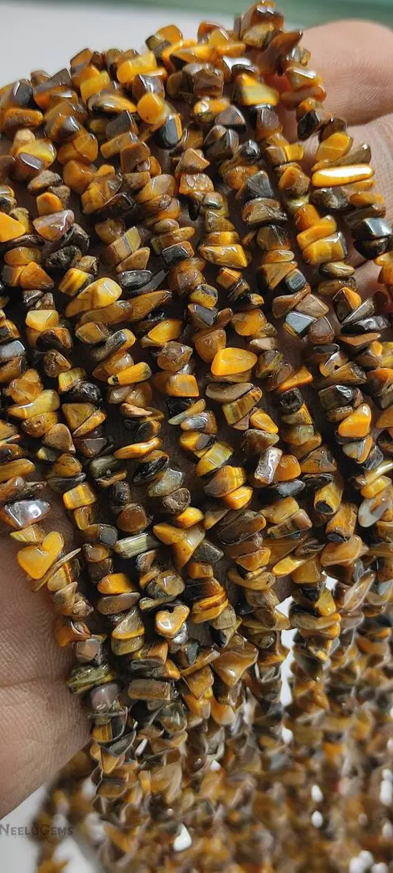Natural Yellow Tiger's Eye Raw Uncut Chips Gemstone Beads,tiger's Eye Raw Rough Uncut Beads,34" Tiger's Eye Chip Beads For Handmade Jewelry