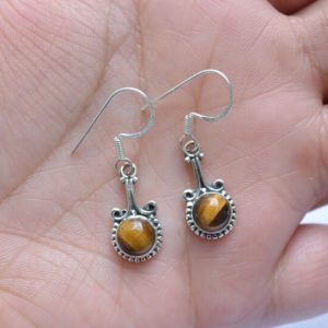 Shop Tiger Eye Earrings! Silver Earring, Handmade Earring, Tiger's Eye Round Shape, Dainty Earring, Gift For Her, Boho Earring, 925 Sterling Silver Jewelry, GNER 84 | Natural genuine Tiger Eye earrings. Buy crystal jewelry, handmade handcrafted artisan jewelry for women.  Unique handmade gift ideas. #jewelry #beadedearrings #beadedjewelry #gift #shopping #handmadejewelry #fashion #style #product #earrings #affiliate #ad