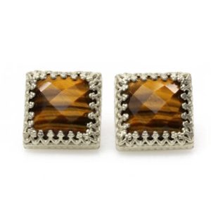 Silver Tiger Eye Earrings Studs · Natural Tiger Eye Stud Earrings · Brown Gemstone Studs · Bridesmaid Gifts · Tiger's Eye Studs | Natural genuine Gemstone earrings. Buy crystal jewelry, handmade handcrafted artisan jewelry for women.  Unique handmade gift ideas. #jewelry #beadedearrings #beadedjewelry #gift #shopping #handmadejewelry #fashion #style #product #earrings #affiliate #ad