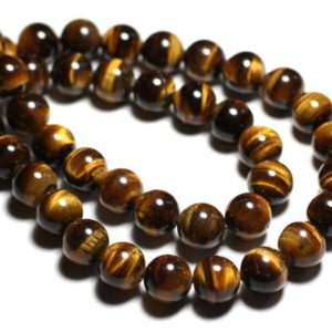 Shop Tiger Eye Bead Shapes! 10pc – Stone Pearls – Tiger's Eye Balls 8mm Brown Bronze Gilded Black – 4558550038227 | Natural genuine other-shape Tiger Eye beads for beading and jewelry making.  #jewelry #beads #beadedjewelry #diyjewelry #jewelrymaking #beadstore #beading #affiliate #ad