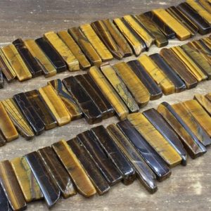 Natural Gemstone Tiger eye Slice Point Beads Brown Tiger eye Slab Spike Stick beads Supplies 10-12*20-55mm 15.5" full strand | Natural genuine other-shape Gemstone beads for beading and jewelry making.  #jewelry #beads #beadedjewelry #diyjewelry #jewelrymaking #beadstore #beading #affiliate #ad