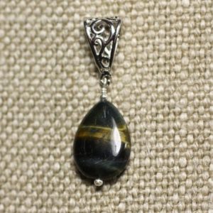Shop Tiger Eye Pendants! Stone – Tiger eye and Falcon 18mm Teardrop Pendant Necklace | Natural genuine Tiger Eye pendants. Buy crystal jewelry, handmade handcrafted artisan jewelry for women.  Unique handmade gift ideas. #jewelry #beadedpendants #beadedjewelry #gift #shopping #handmadejewelry #fashion #style #product #pendants #affiliate #ad