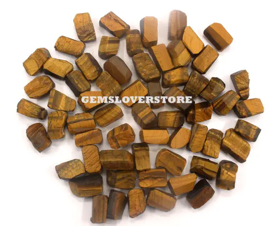20 Piece Yellow And Brown Stripes Rough Size 14-16 Mm Natural Tiger Eye Gemstone Chunk Rough Fabulous Rough, Tiger Eye 100% Natural Stone