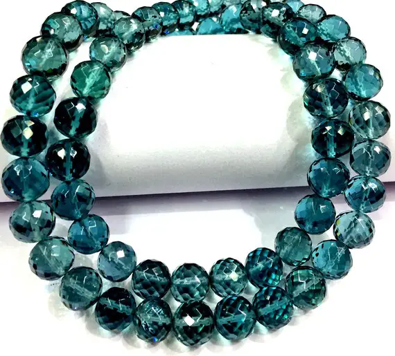 Aaaa++ ~extremely Rare~london Topaz Faceted Round Ball Beads London Blue Topaz Gemstone Beads Topaz Round Beads Necklace Wholesale Price.