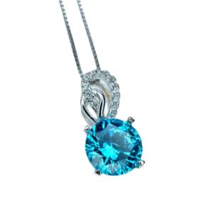 Shop Topaz Necklaces! Blue Topaz Necklace – Sterling Silver Solitaire 8 mm Blue Topaz Jewelry – 18k @ Sterling Silver | Natural genuine Topaz necklaces. Buy crystal jewelry, handmade handcrafted artisan jewelry for women.  Unique handmade gift ideas. #jewelry #beadednecklaces #beadedjewelry #gift #shopping #handmadejewelry #fashion #style #product #necklaces #affiliate #ad