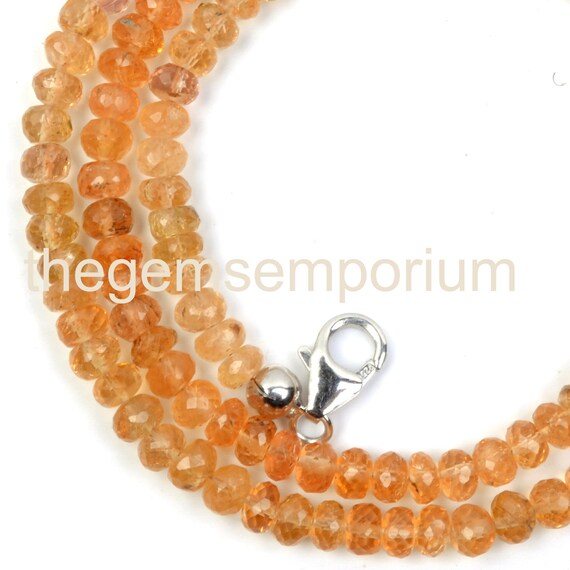 Imperial Topaz Faceted Rondelle Necklace, 4-5mm Imperial Topaz Faceted Beads, Imperial Topaz Beads, Imperial Topaz Necklace, Topaz Faceted