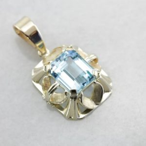 Shop Topaz Pendants! Beautiful and Bold, Blue Topaz Pendant in Yellow Gold 9DWTWW-P | Natural genuine Topaz pendants. Buy crystal jewelry, handmade handcrafted artisan jewelry for women.  Unique handmade gift ideas. #jewelry #beadedpendants #beadedjewelry #gift #shopping #handmadejewelry #fashion #style #product #pendants #affiliate #ad