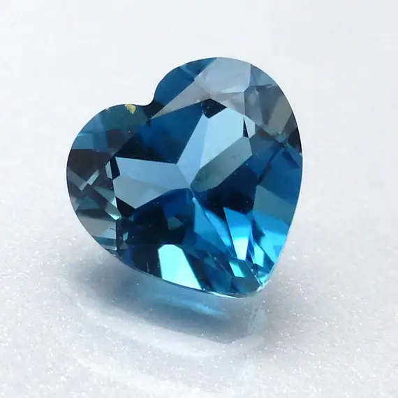 1.48 Carats Swiss Blue Topaz 7mm Heart Hand Cut Loose Gemstone Sky Valentines Day Jewelry Ring Rings Stacking Engagement Love Brilliant