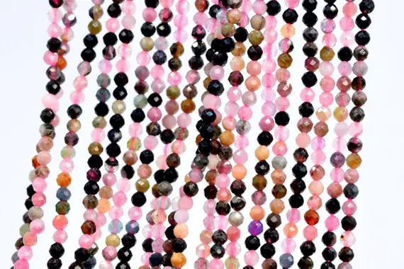 Genuine Natural Multicolor Tourmaline Loose Beads Brazil Grade A Faceted Round Shape 2mm