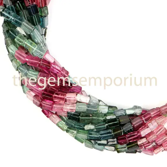 Multi Tourmaline 3x4-4x5mm Square Beads, Tourmaline Beads, Tourmaline Smooth Beads, Multi Tourmaline Beads, Tourmaline Gemstone Beads