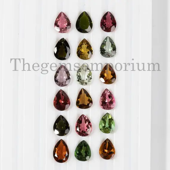 5 Pcs Lot Multi Tourmaline Loose Gemstone, Aaa Quality 6x8mm Pear Cut Stone, Tourmaline Faceted, Tourmaline Cut Stone, Loose Stone Jewelry